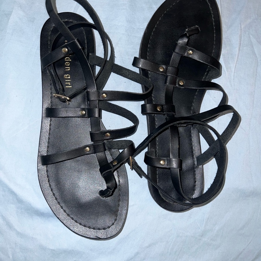 Madden Girl Black Flat Sandals